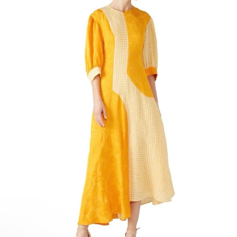Rejina Pyo Yellow Paneled
Asymmetric Maxi Dress Linen SiZe 12